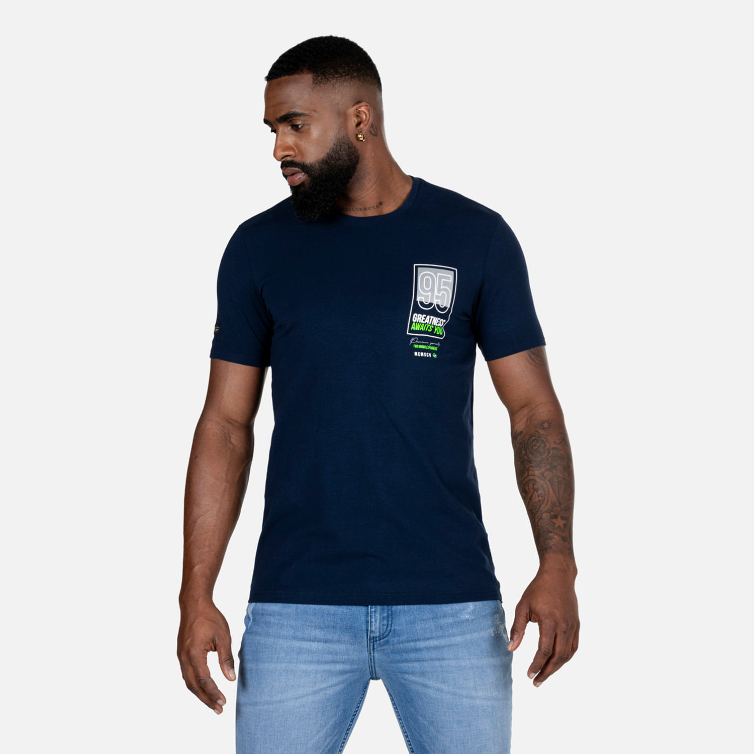 Camiseta Premium Manga Corta Color Azul Oscuro Para Hombre