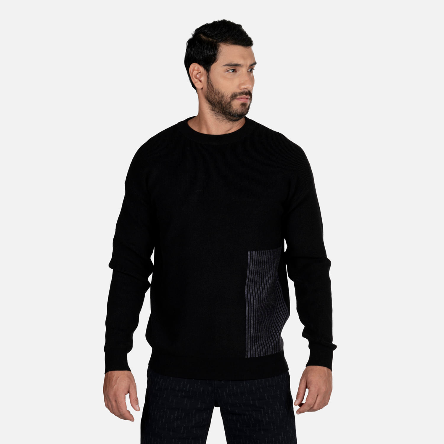Sweater Cerrado Color Negro Para Hombre