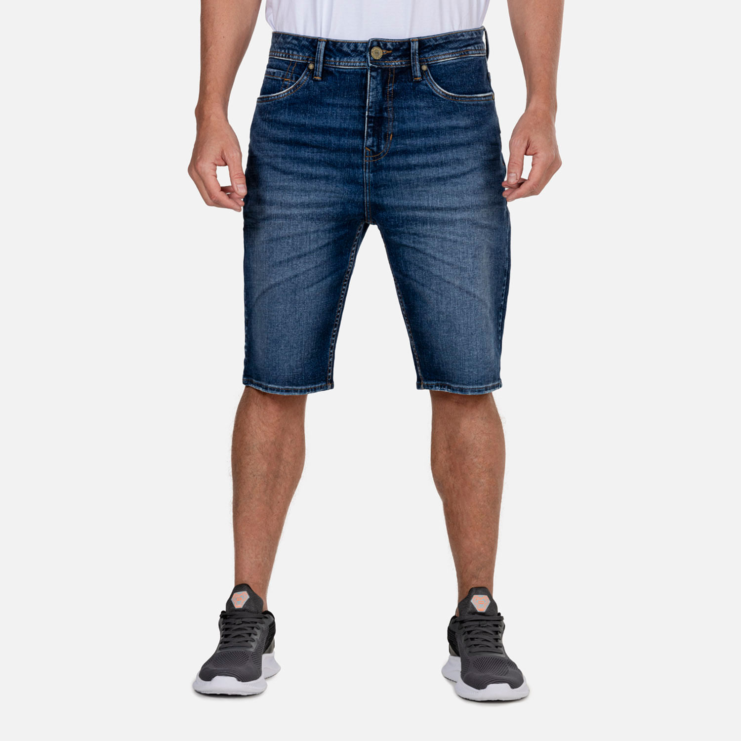 Bermuda 5 Bolsillos Color Azul Medio Oscuro Para Hombre