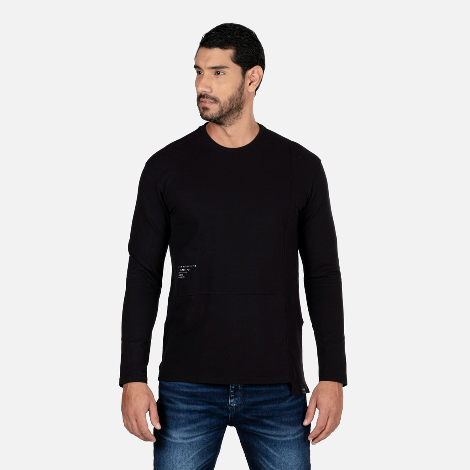 Camiseta Manga Larga Color Negro Para Hombre