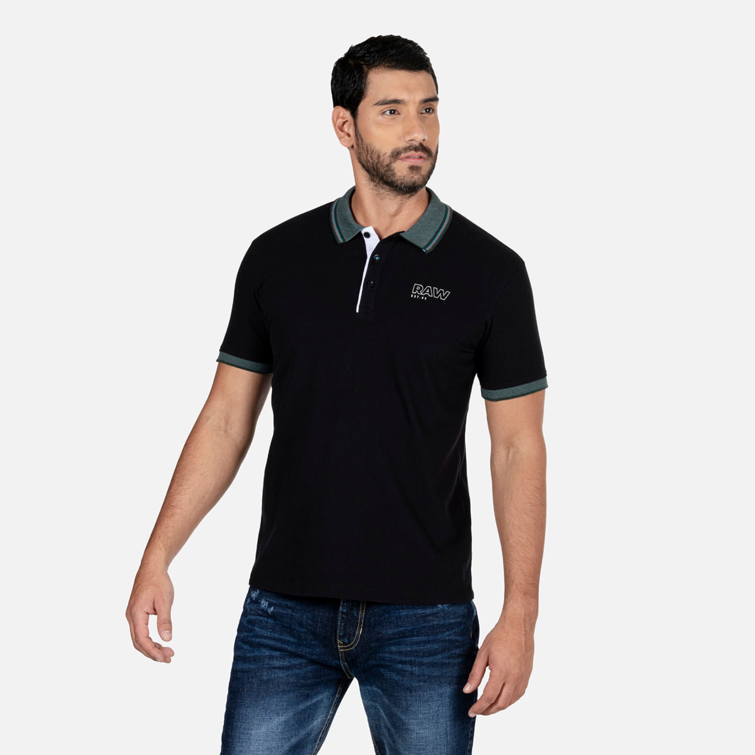 Polo Manga Corta Color Negro Para Hombre