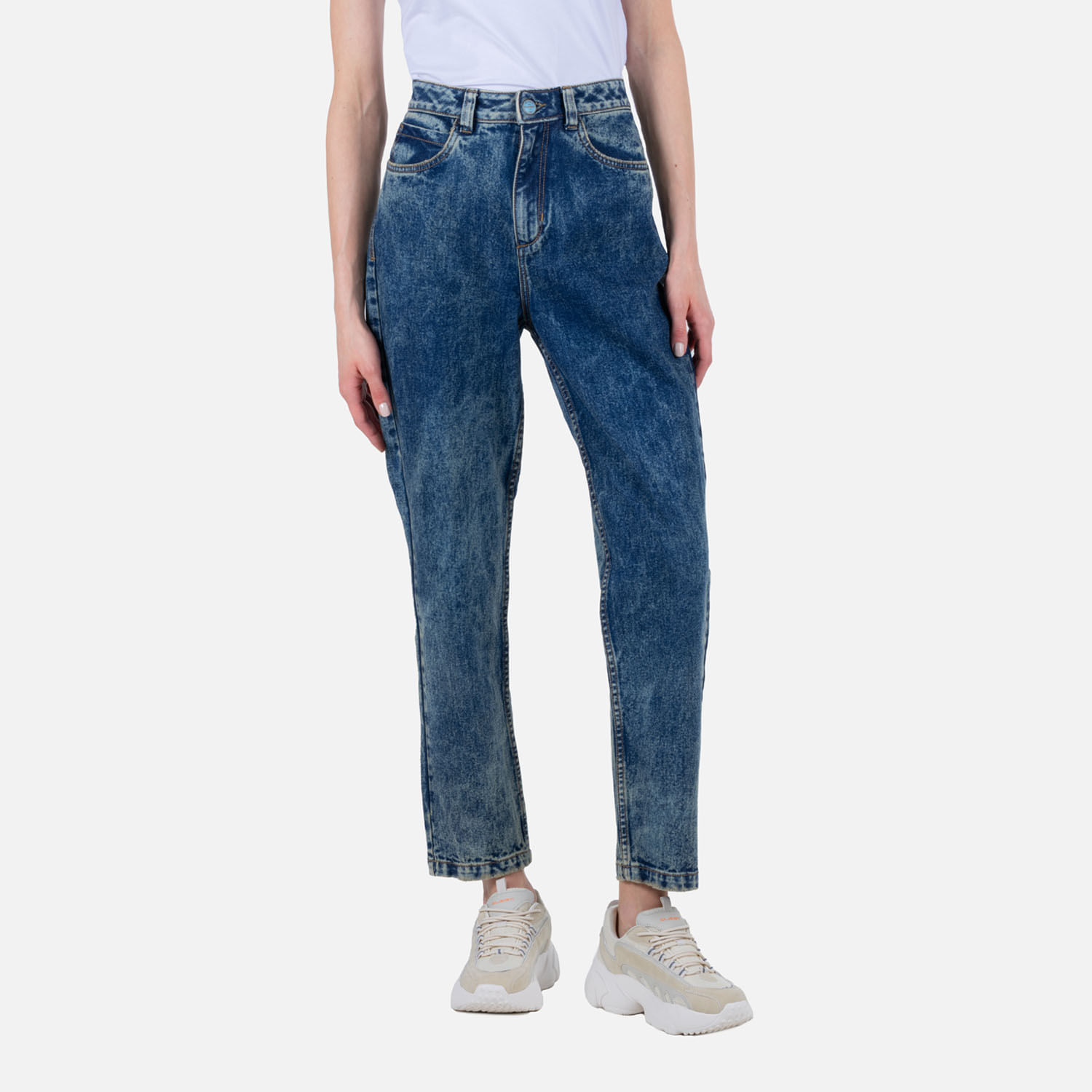 Jean Mom Color Azul Medio Oscuro Para Mujer