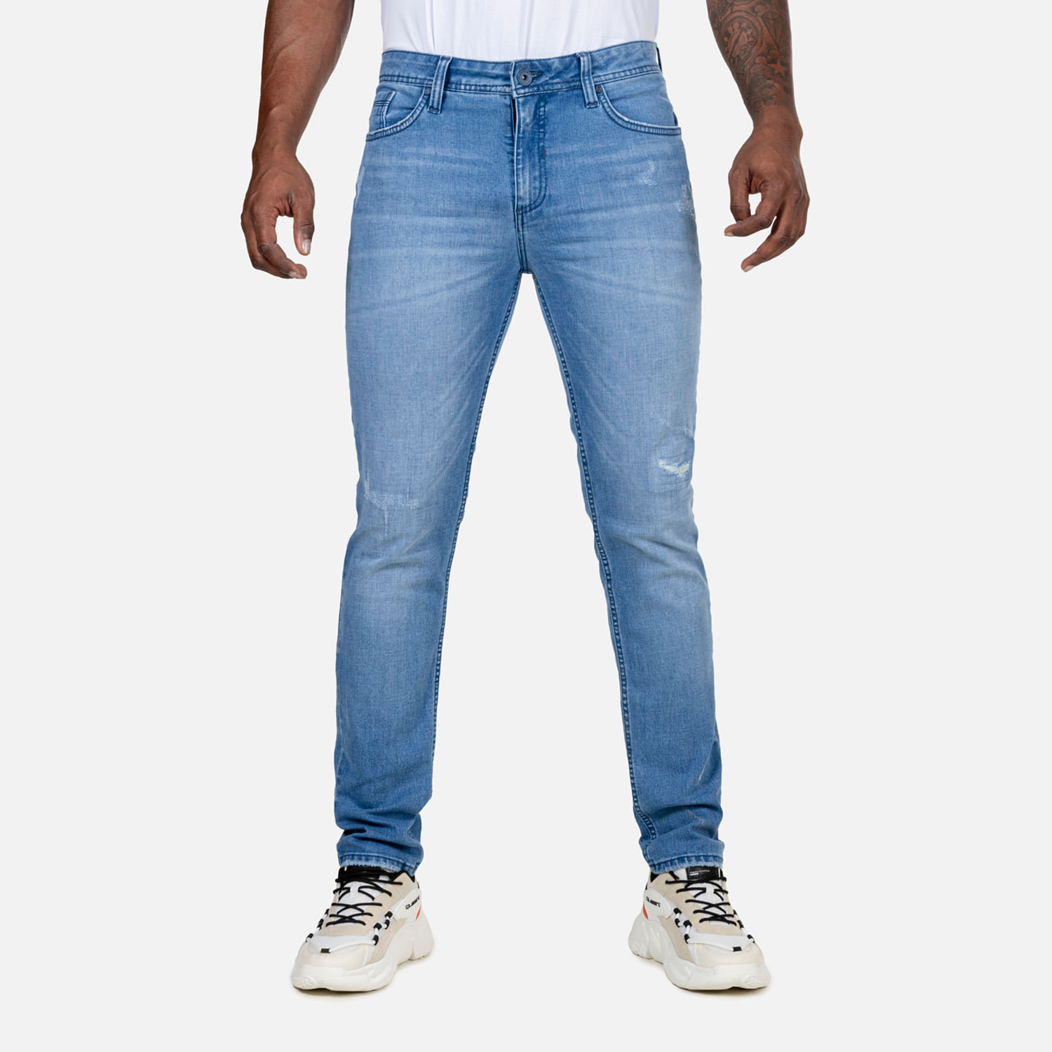 Jean Slim Color Azul Medio Para Hombre