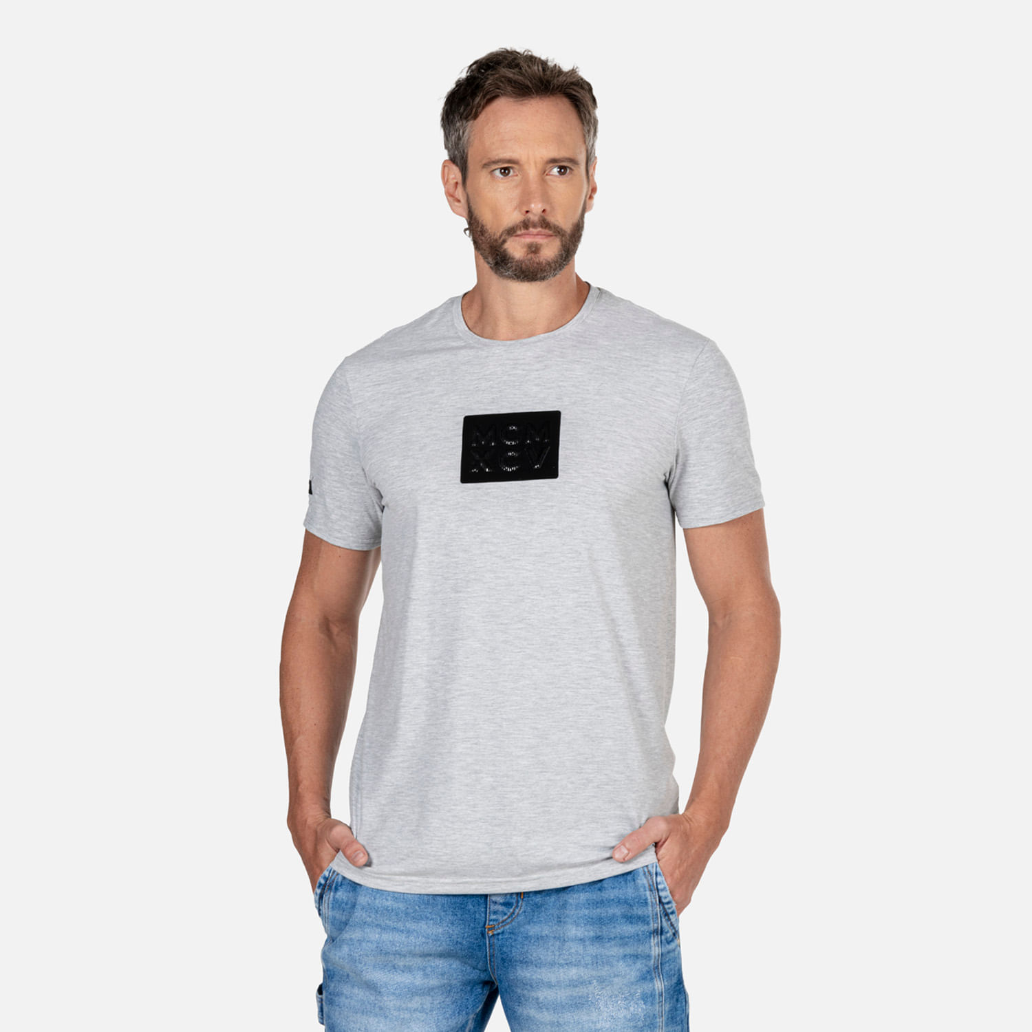 Camiseta Premium Manga Corta Color Gris Jaspe Medio Para Hombre