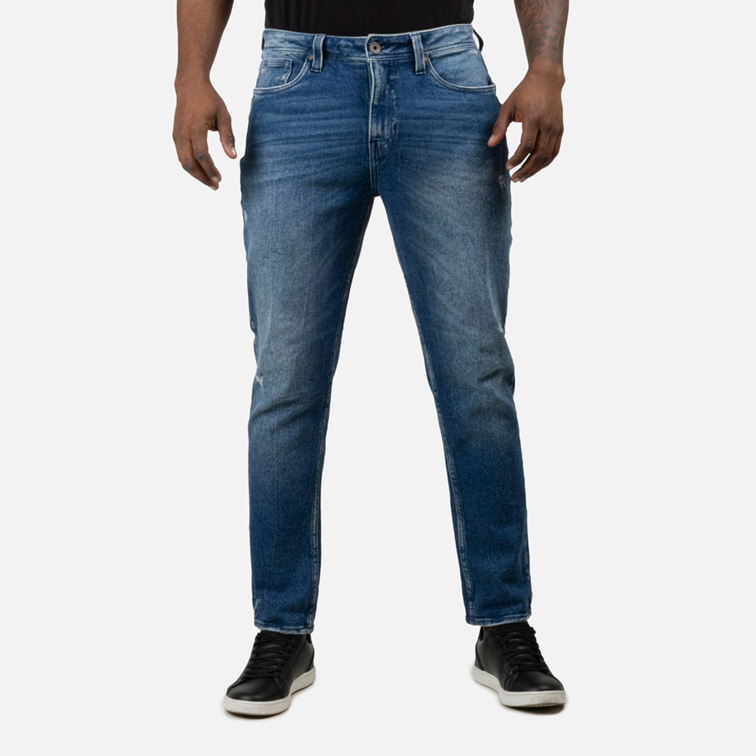 Jean Tapered Color Azul Medio Para Hombre