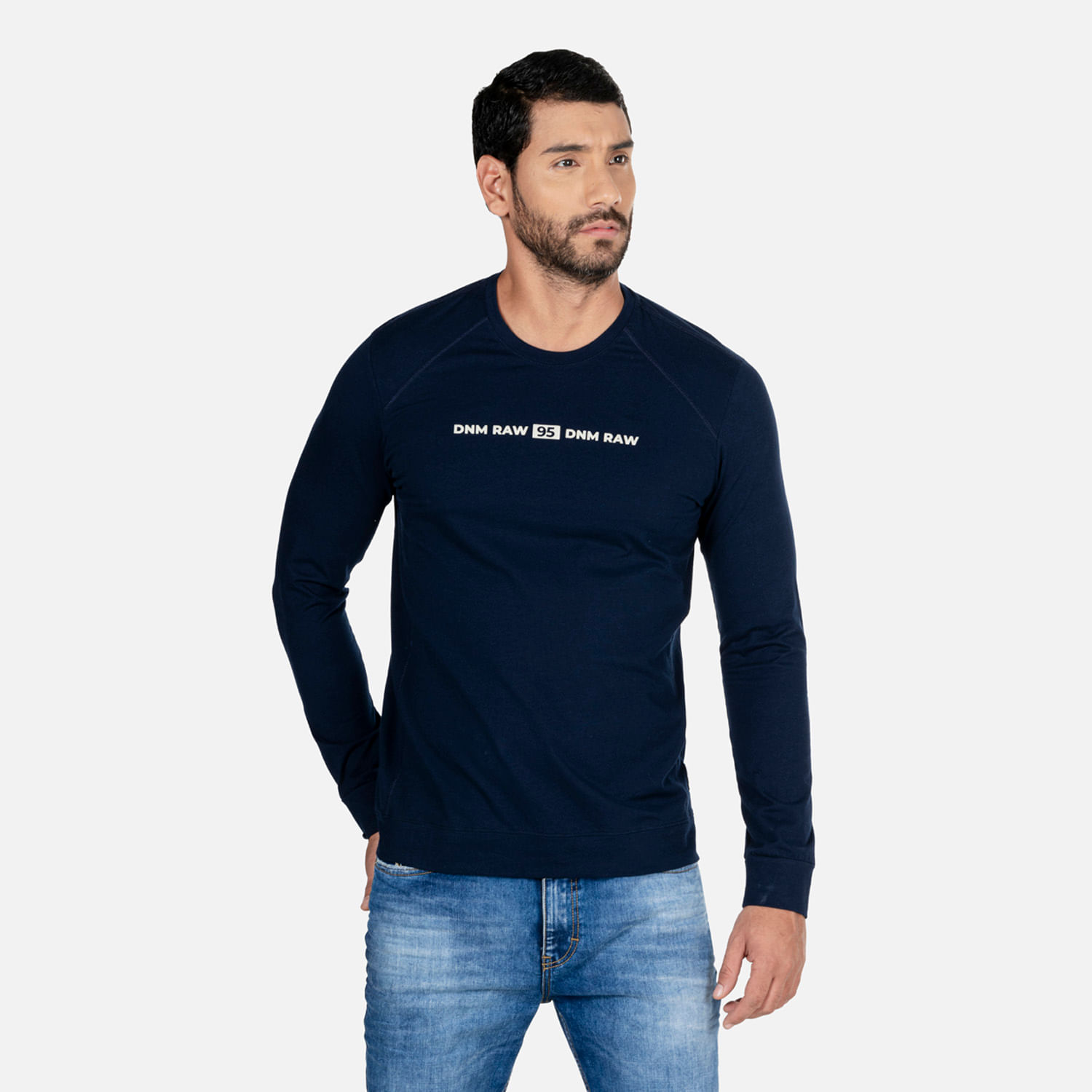 Camiseta Manga Larga Color Azul Oscuro Para Hombre