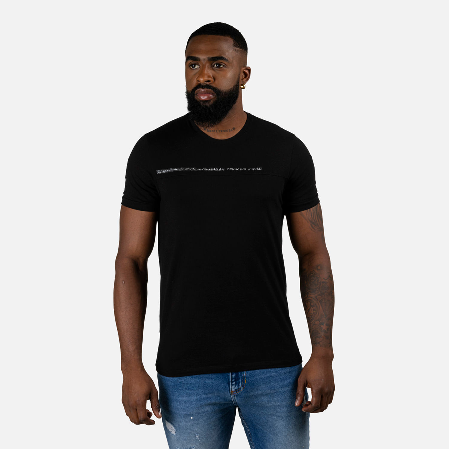 Camiseta Manga Corta Color Negro Para Hombre