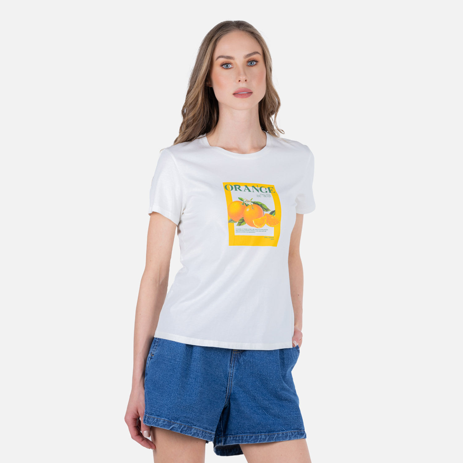 Camiseta Manga Corta Color Ivory Marfil Para Mujer