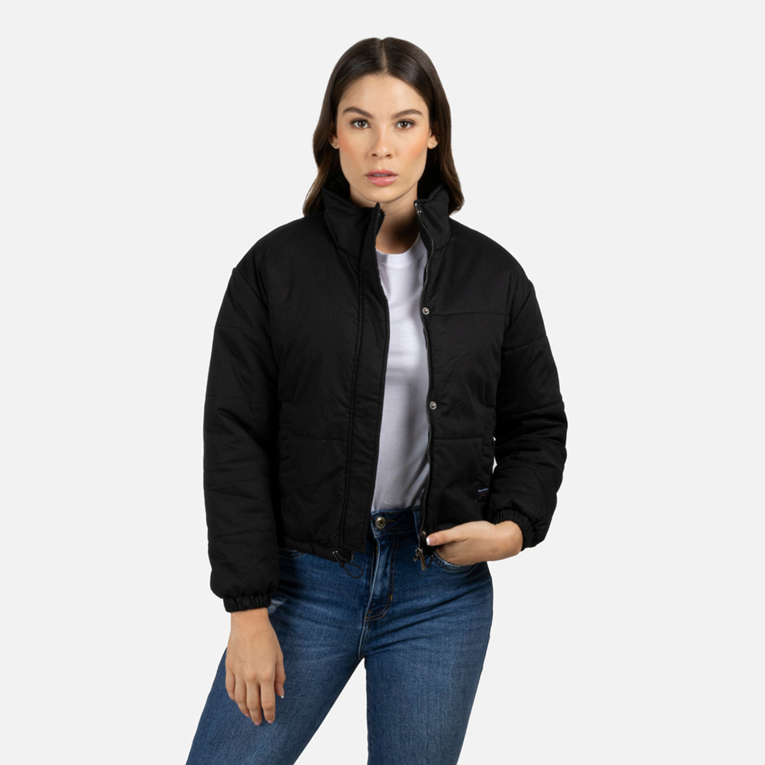 Chaqueta Acolchada Color Negro Para Mujer