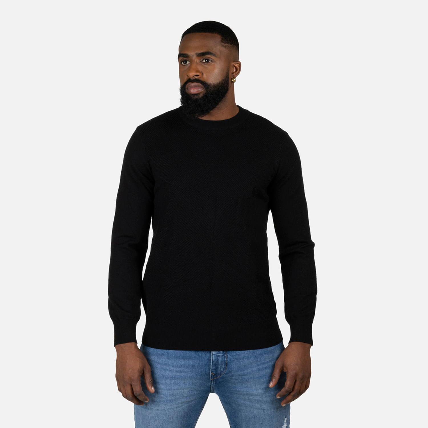 Sweater Cerrado Color Negro Para Hombre
