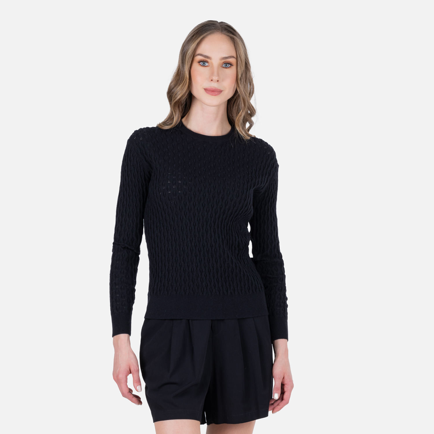 Sweater Cerrado Color Negro Para Mujer