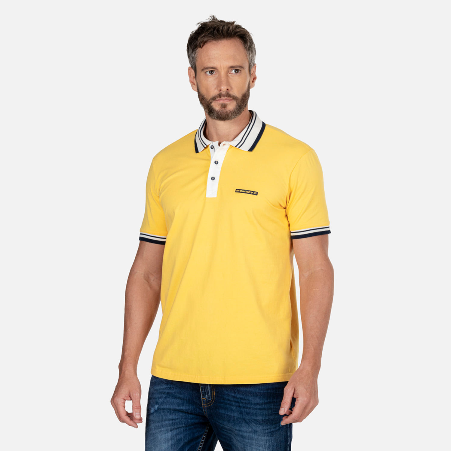 Polo Manga Corta Color Amarillo Atardecer Para Hombre