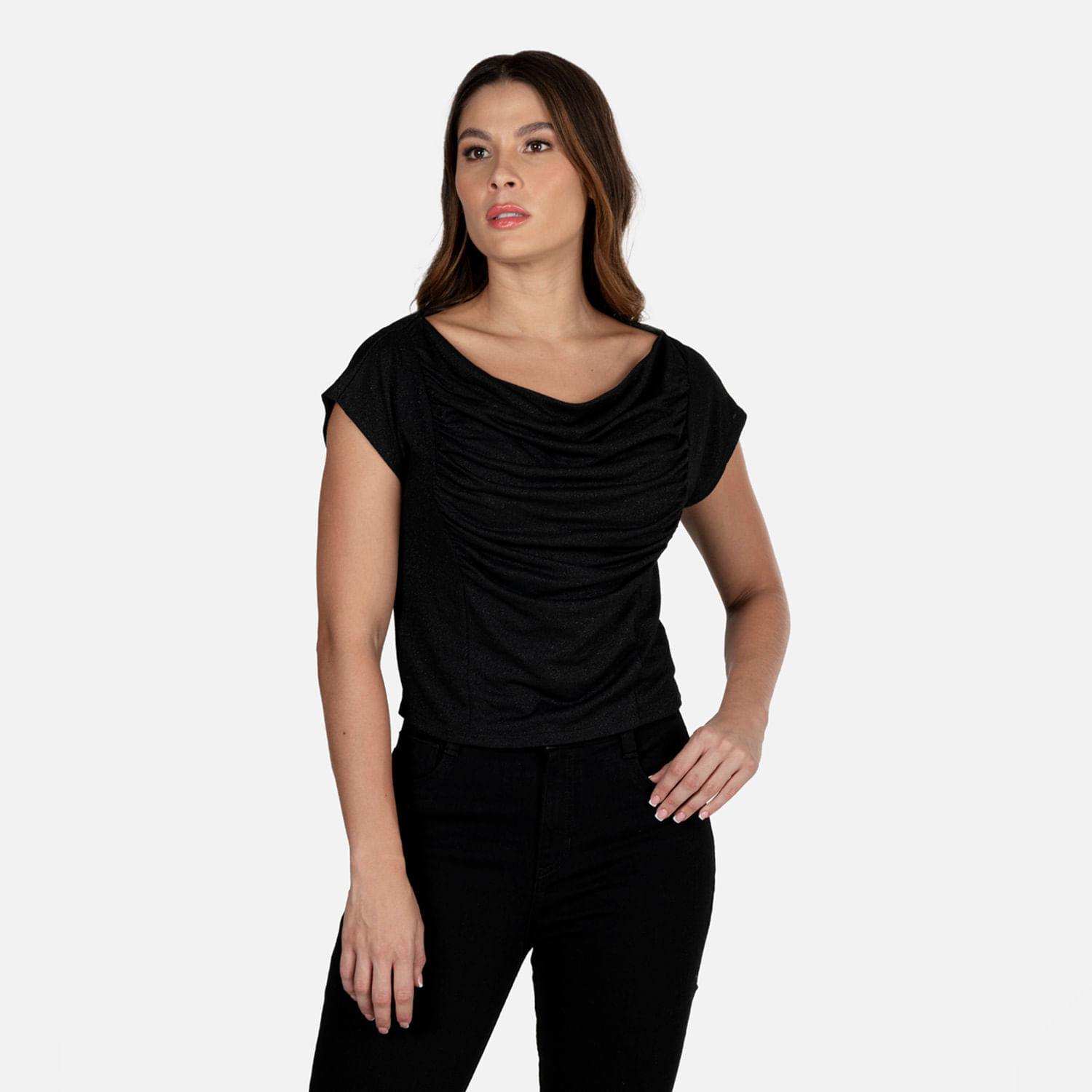 Blusa Manga Rodada Color Negro Para Mujer