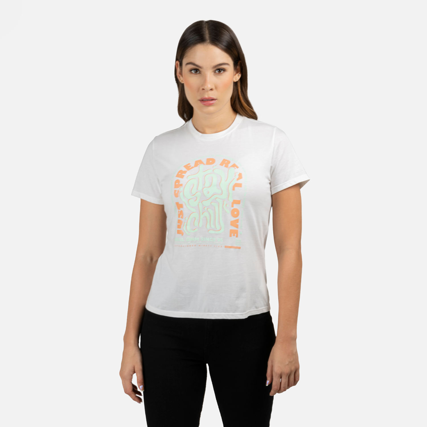 Camiseta Estampado Localizado Color Crudo Para Mujer