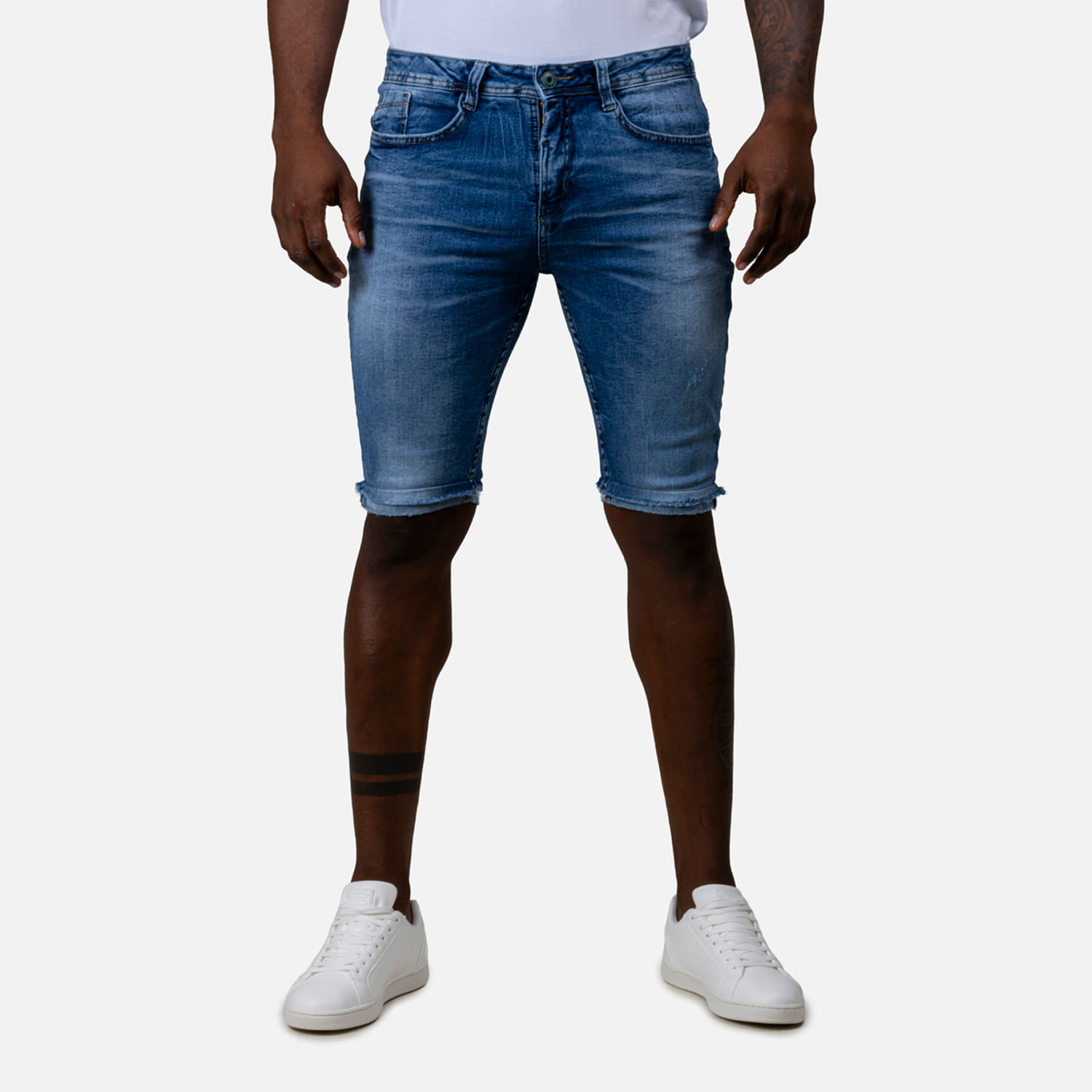 Bermuda 5 Bolsillos Color Azul Medio Para Hombre