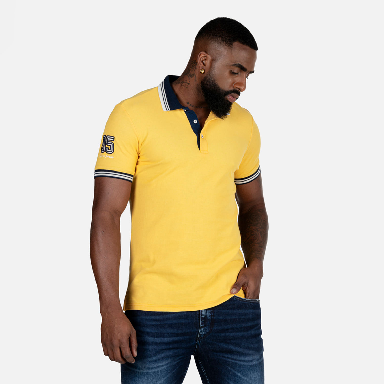 Polo Manga Corta Color Amarillo Atardecer Para Hombre