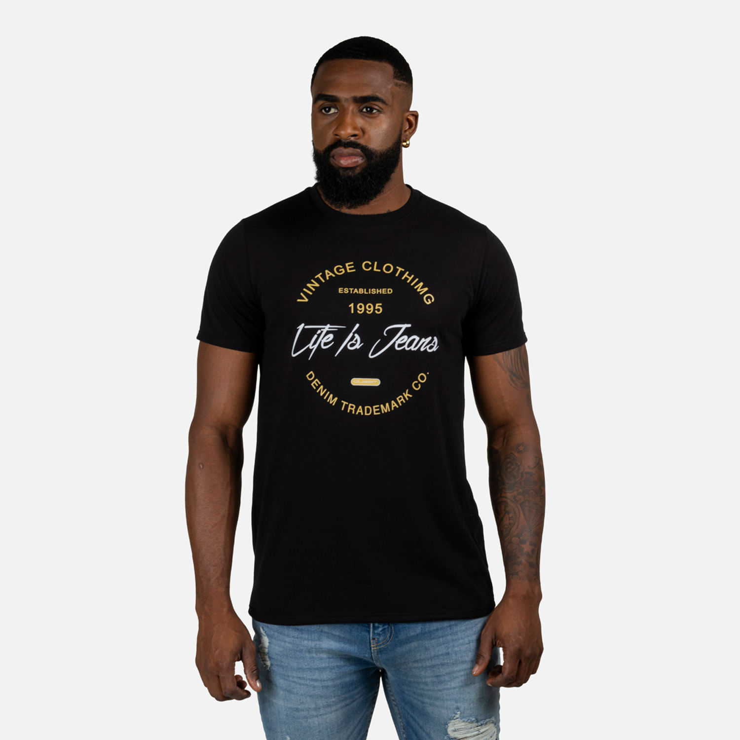 Camiseta Estampado Localizado Color Negro Para Hombre