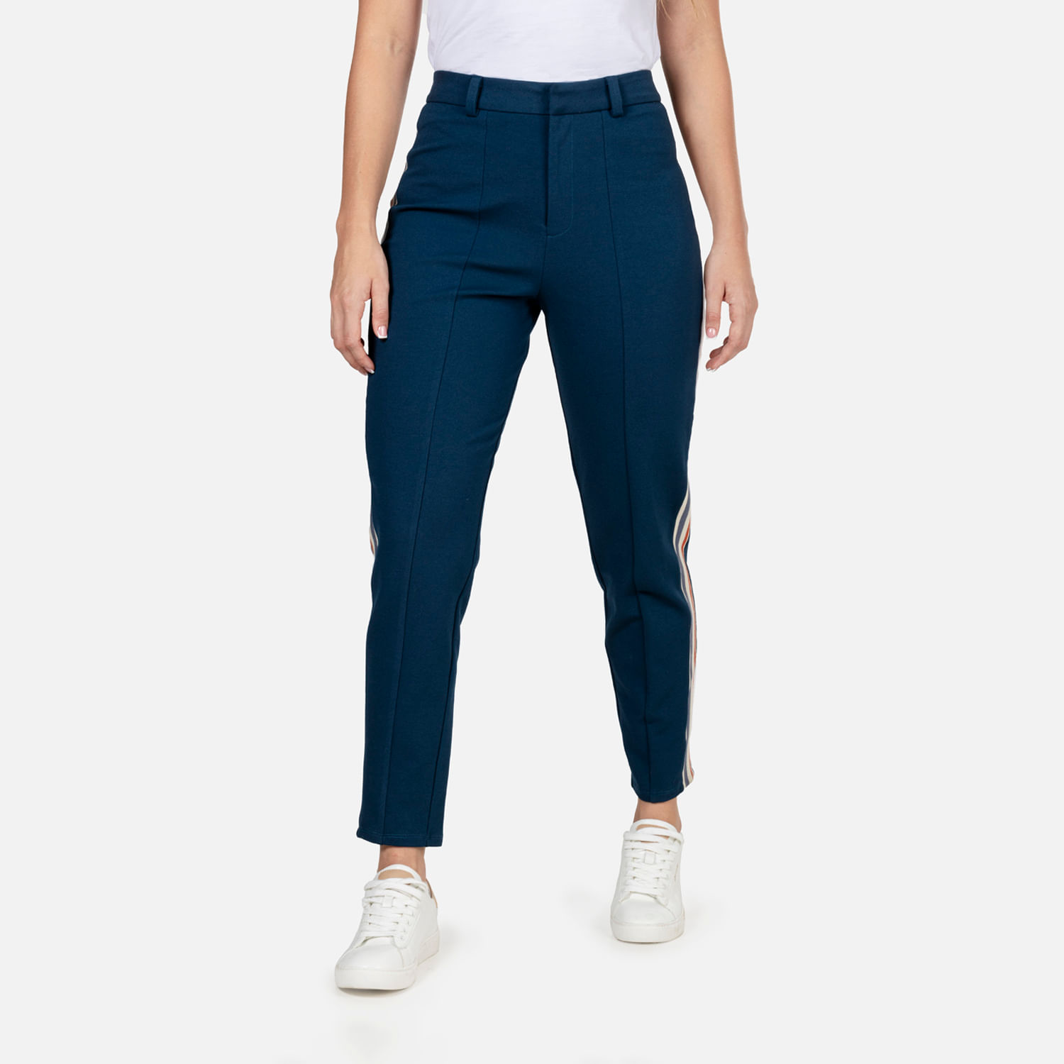 Pantalon Tipo Chino Color Azul Medio Empolvado Para Mujer