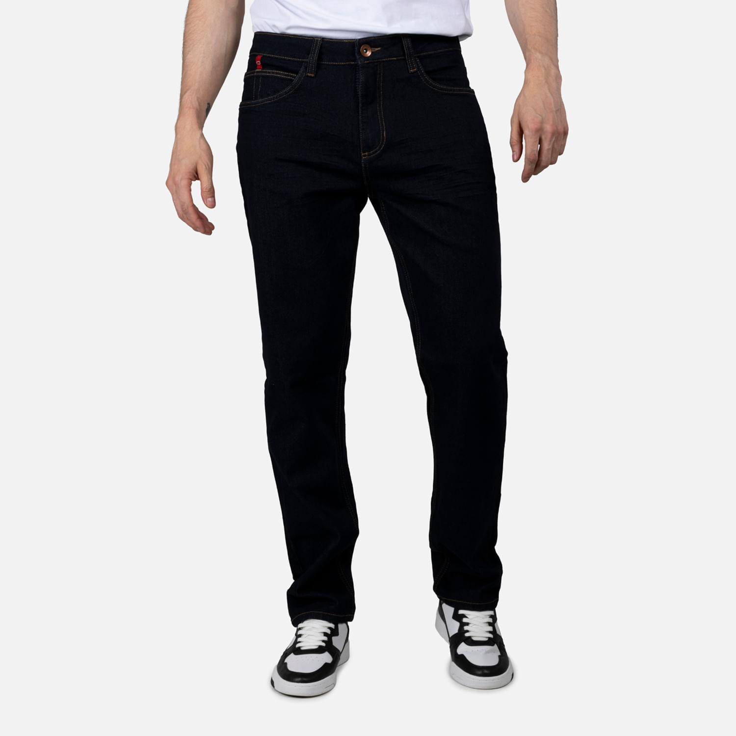 Jean Regular Color Azul Oscuro Resinado Para Hombre