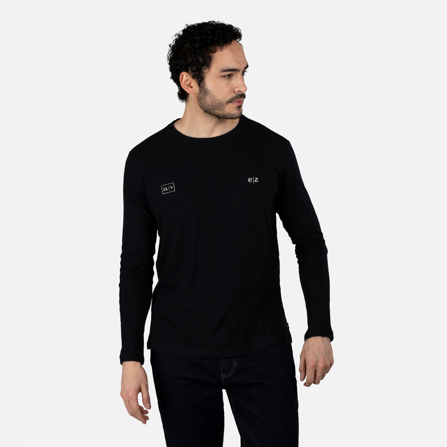 Camiseta Manga Larga Color Negro Para Hombre