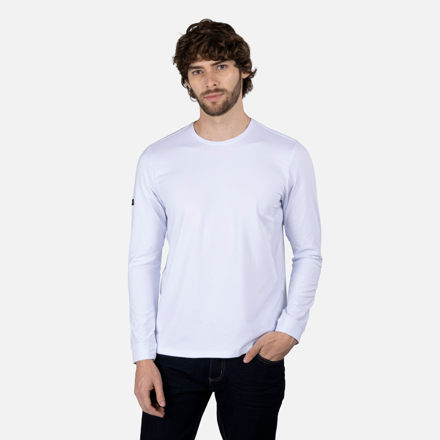 Camiseta Premium Manga Larga Color Blanco Para Hombre