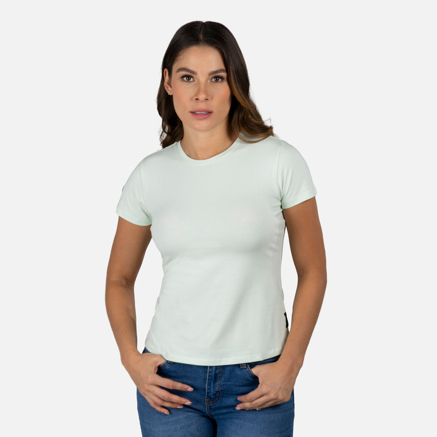 Camiseta Premium Manga Corta Color Verde Aqua Para Mujer