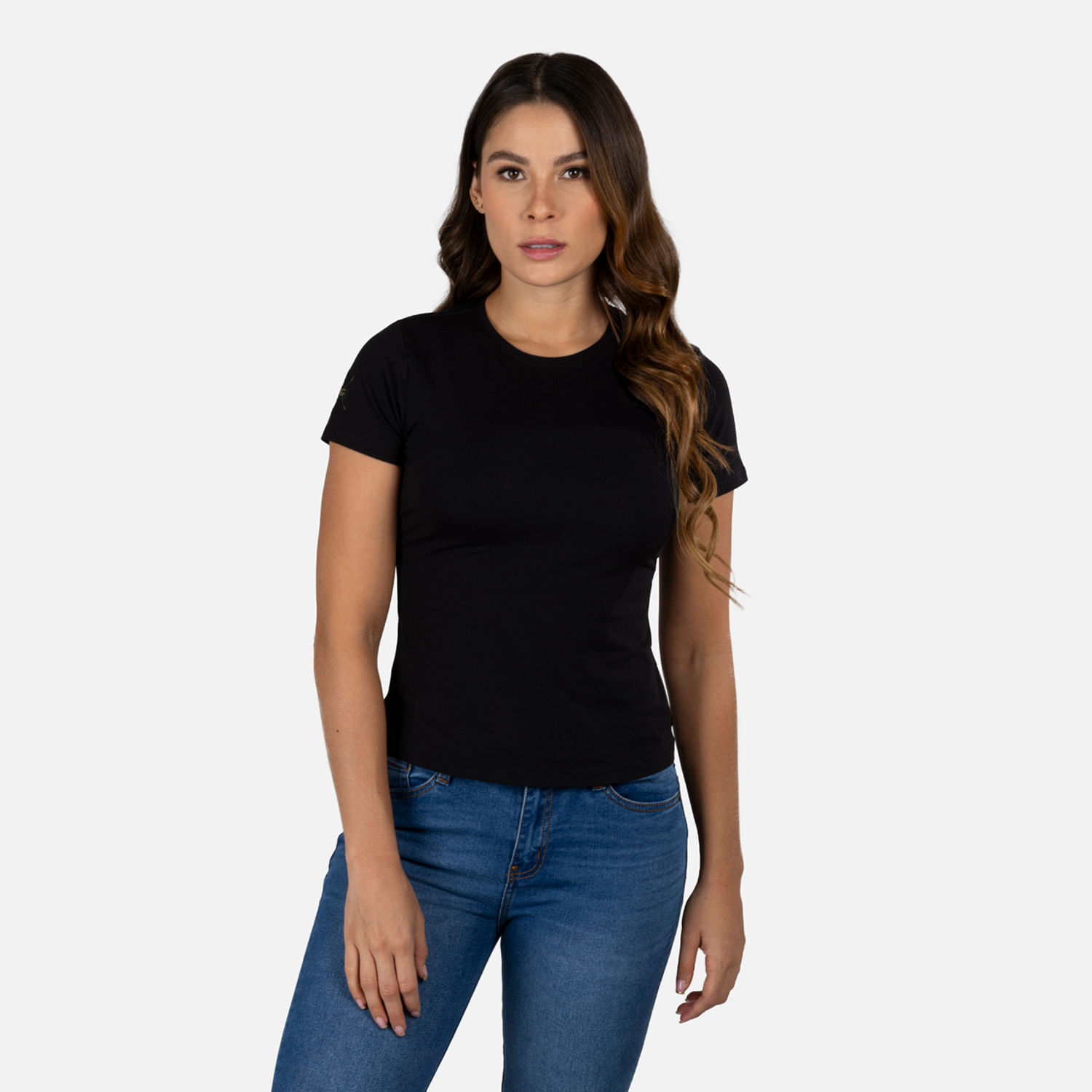 Camiseta Premium Manga corta Color Negro Para Mujer