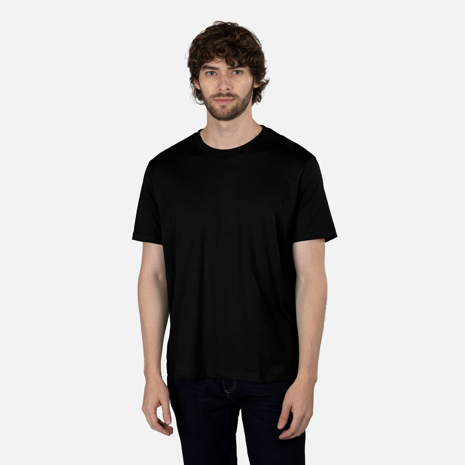 Camiseta Manga Corta Color Negro Para Hombre