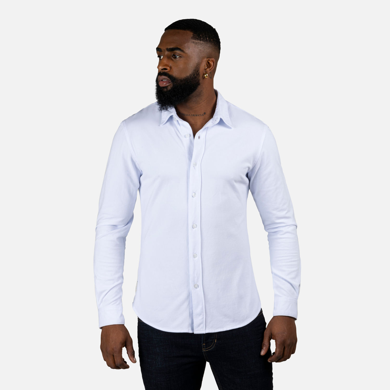 Camisa Manga Larga Color Blanco Para Hombre