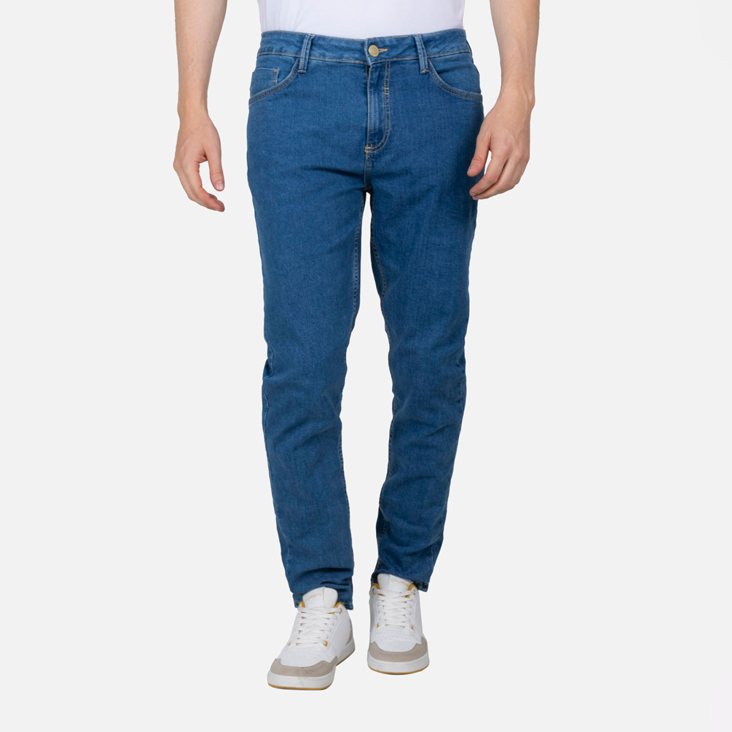 Jean Slim Color Azul Medio Para Hombre