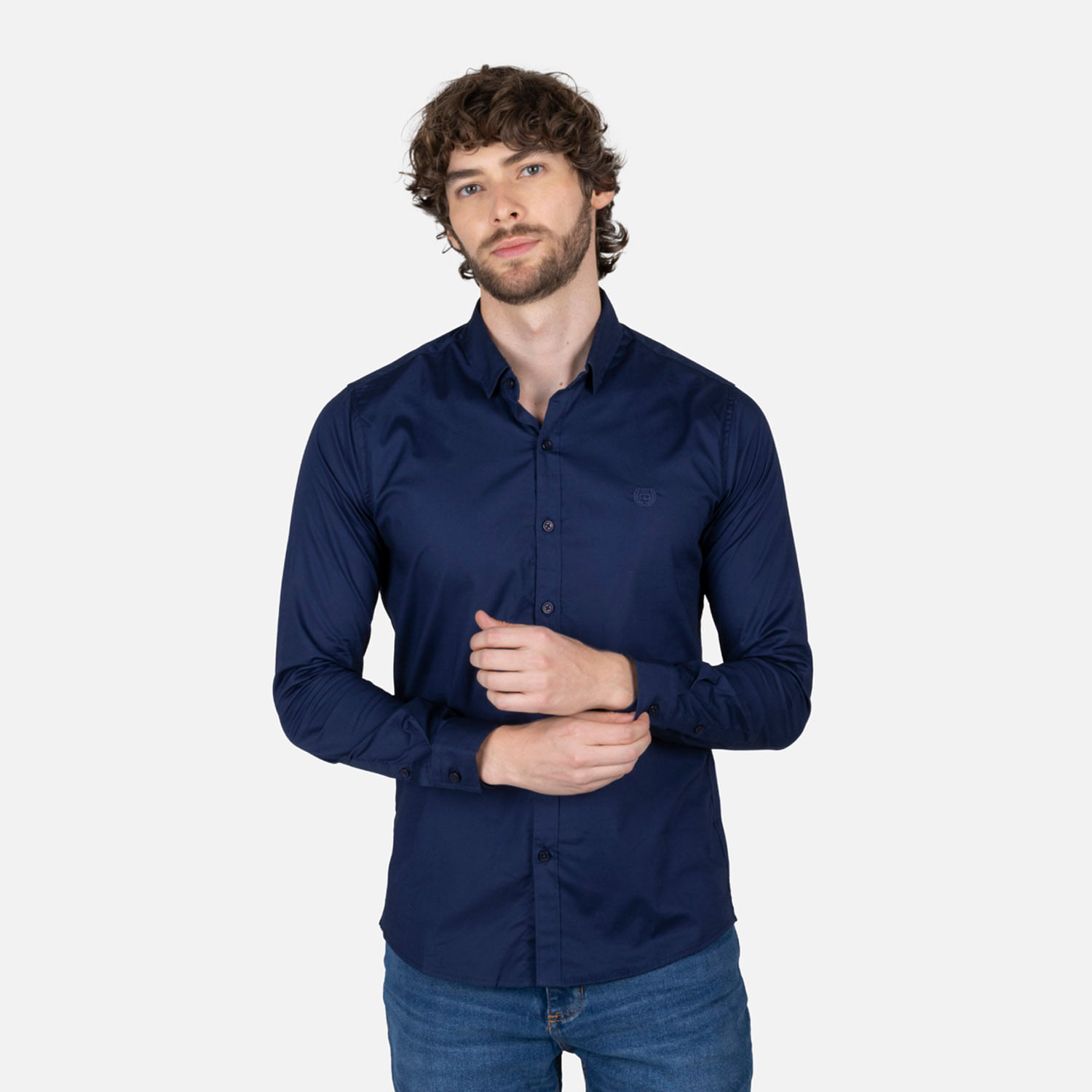 CAMISETA SLIM MANGA CORTA COLOR AZUL OSCURO PARA HOMBRE - quest