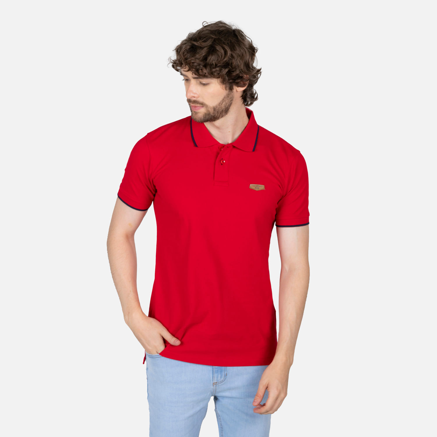 Polo Tipping Color Rojo Para Hombre