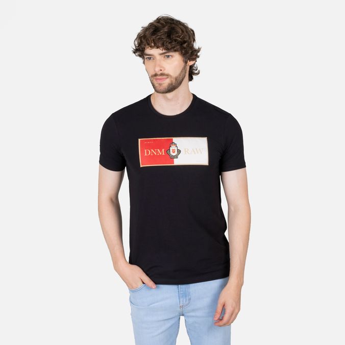 Camiseta manga corta hombre Crew V negro rojo