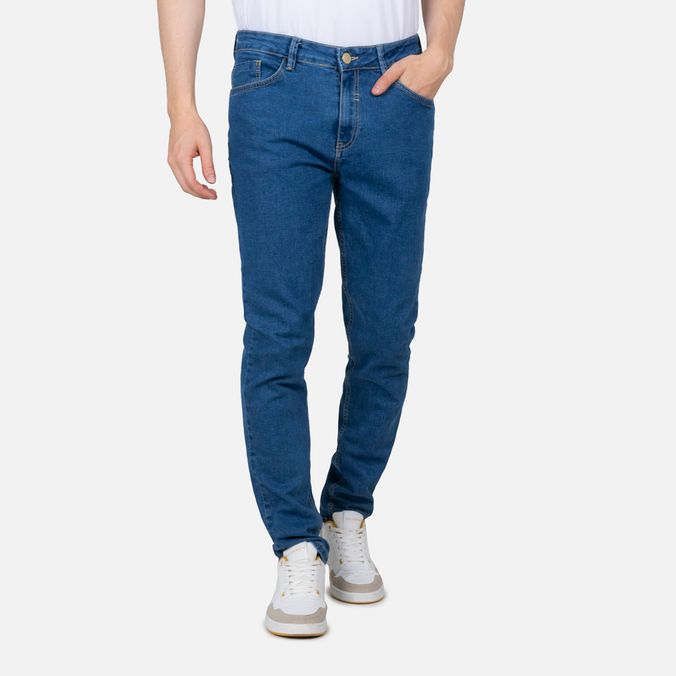 Jean Slim Color Azu Medio Claro Para Hombre