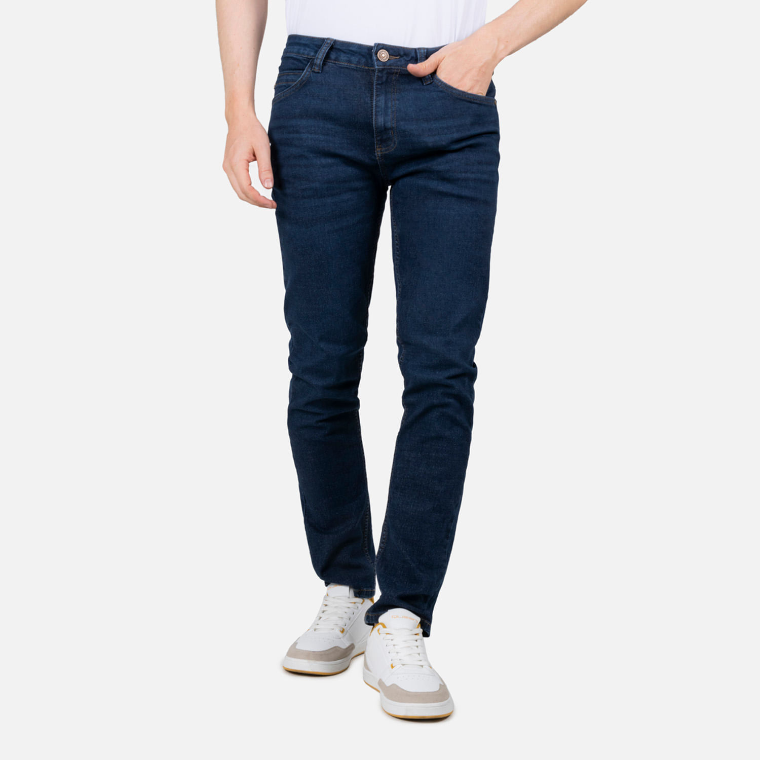 Jean Slim Color Azul Oscuro Para Hombre
