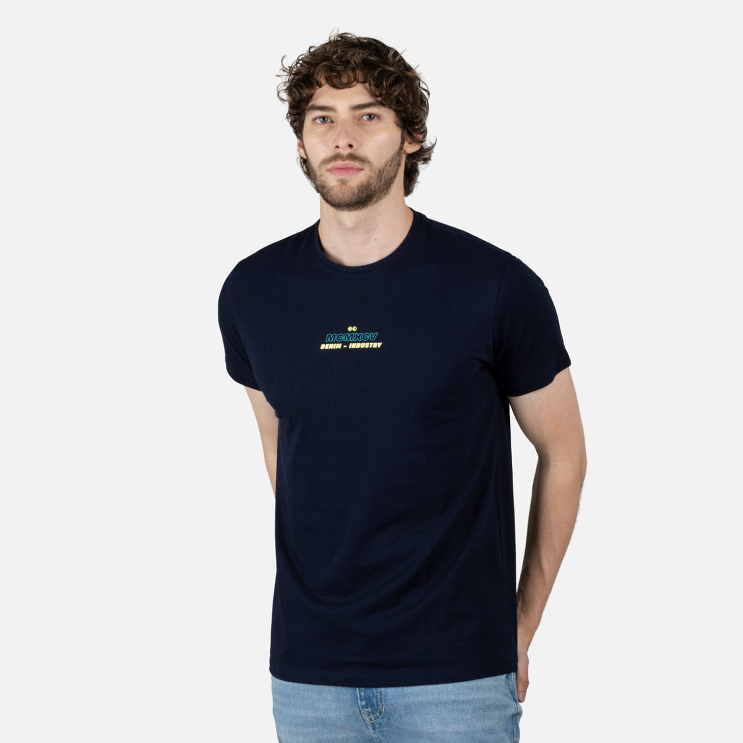 Camiseta Estampado Localizado Color Azul Oscuro Para Hombre