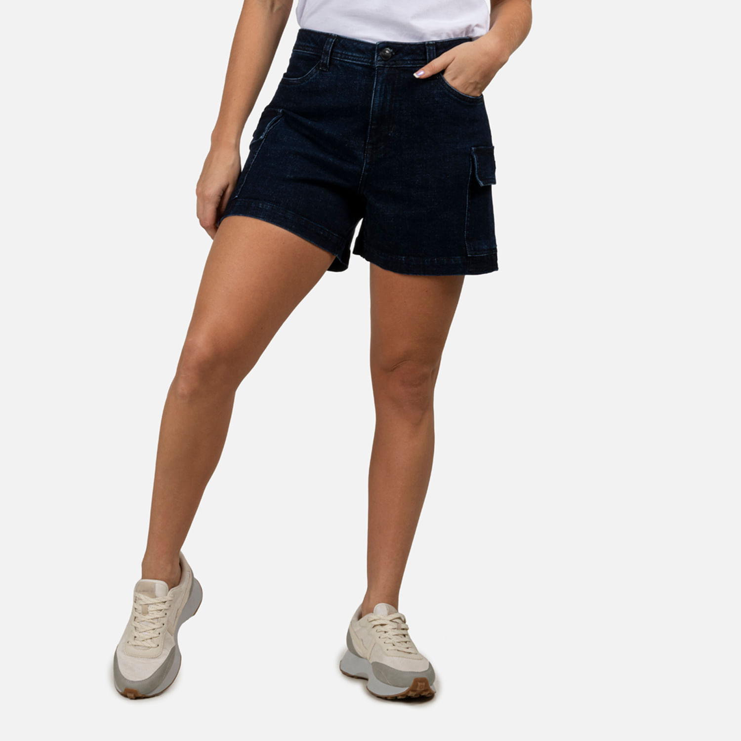 Short Cargo Color Azul Industry Para Mujer