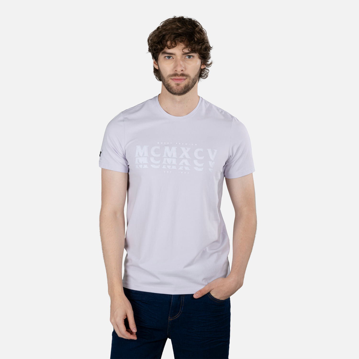 Camiseta Premium Manga Corta Color Lavanda Digital Para Hombre