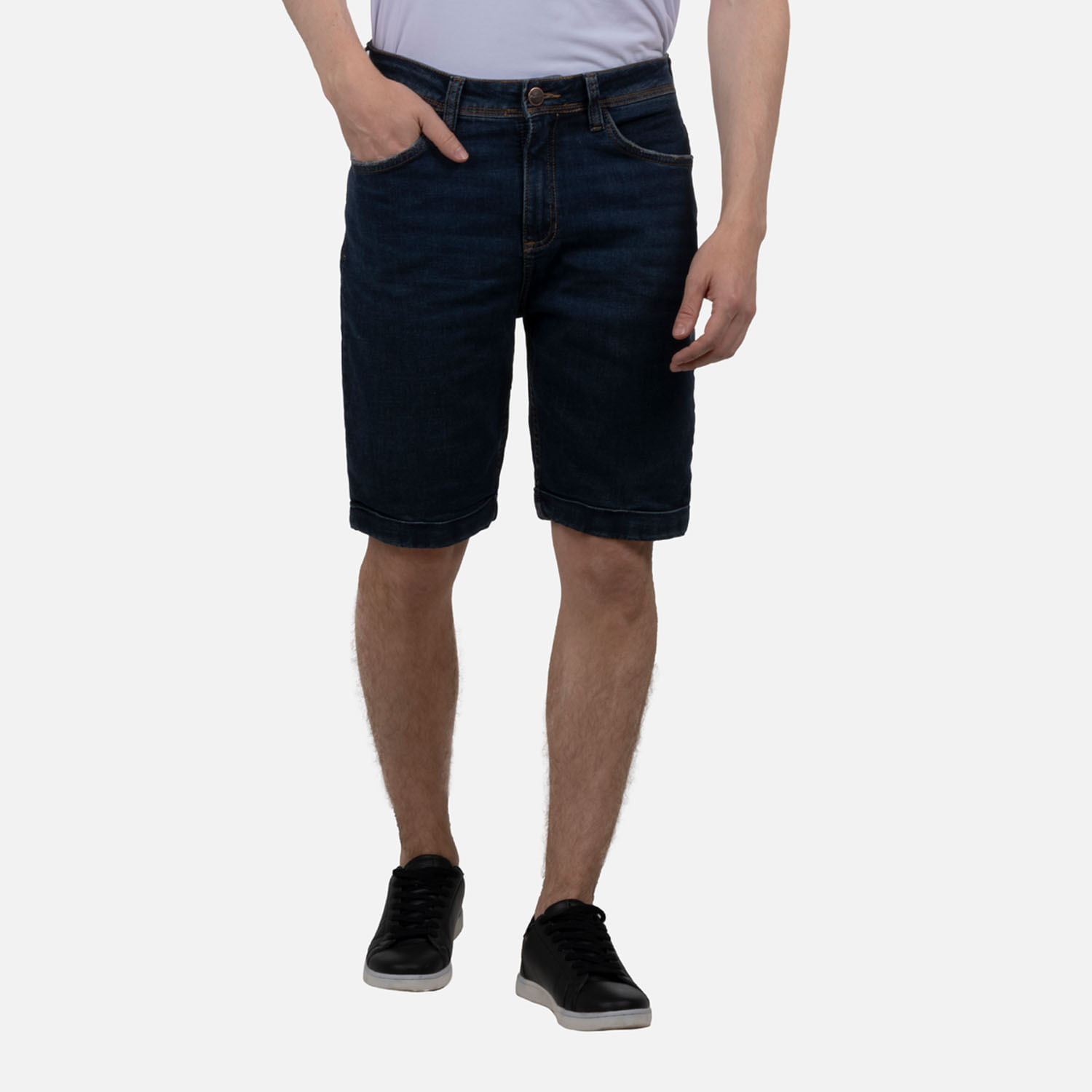 Bermuda 5 Bolsillos Color Azul Oscuro Para Hombre