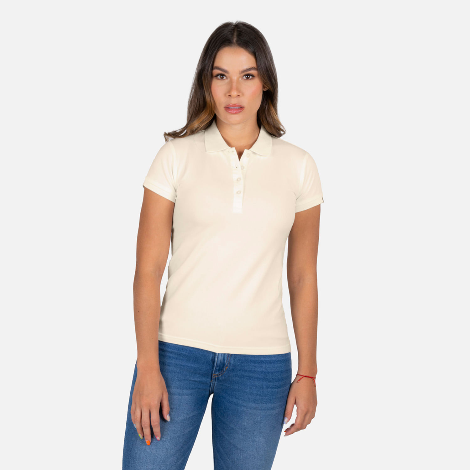 Polo Slim Color Ivory Marfil Para Mujer