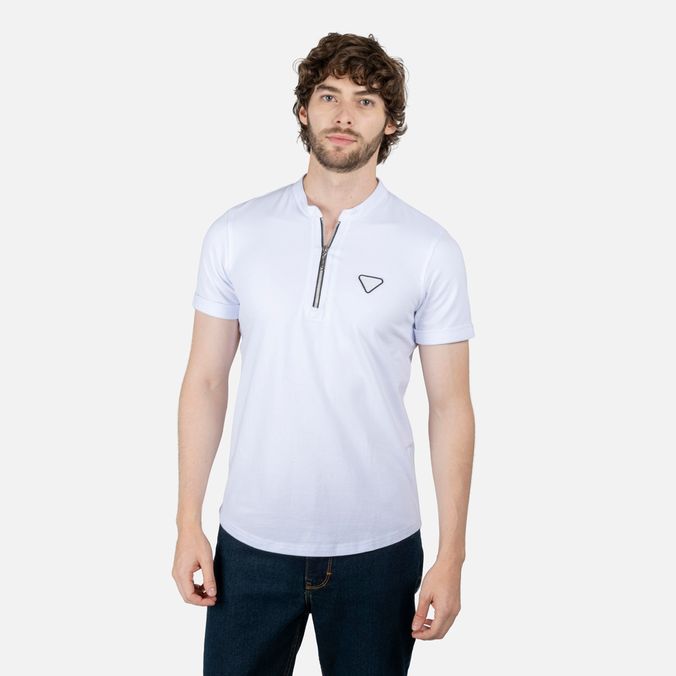 Polo Manga Corta Color Blanco Para Hombre