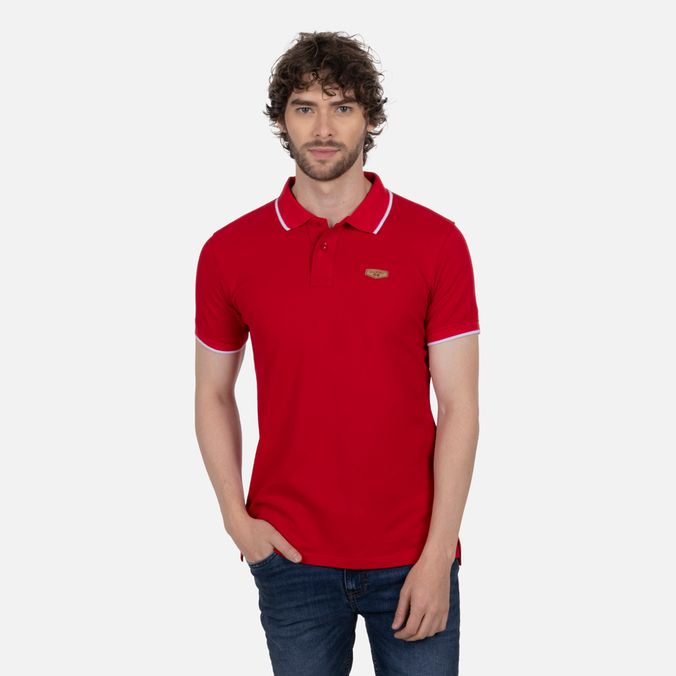 Polo Tipping Color Rojo-Blanco Para Hombre