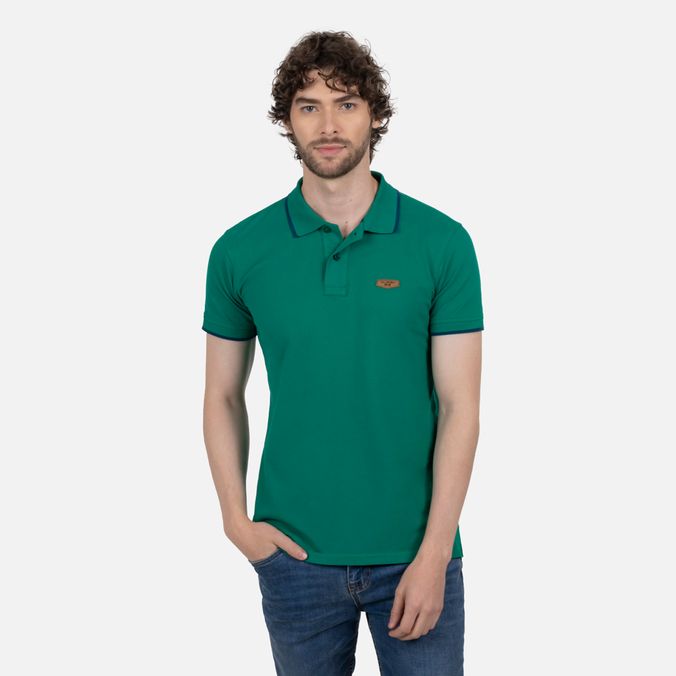 Polo Tipping Color Verde Ultramarino-Sailor Blue Para Hombre