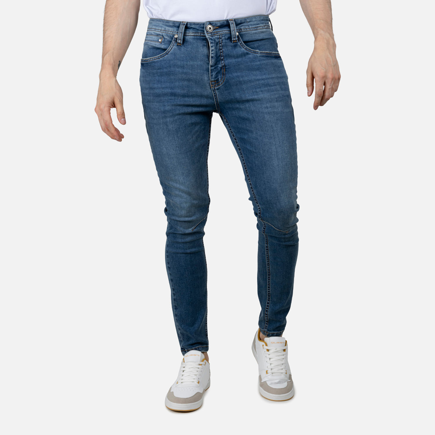 Jean Skinny Color Azul Medio Para Hombre