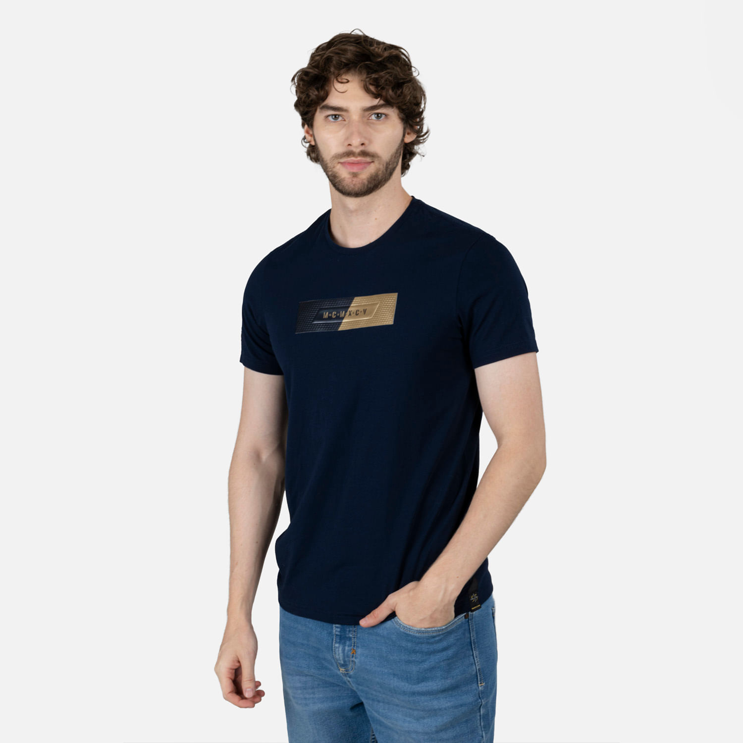 Camiseta Premium Manga Corta Color Azul Oscuro Para Hombre