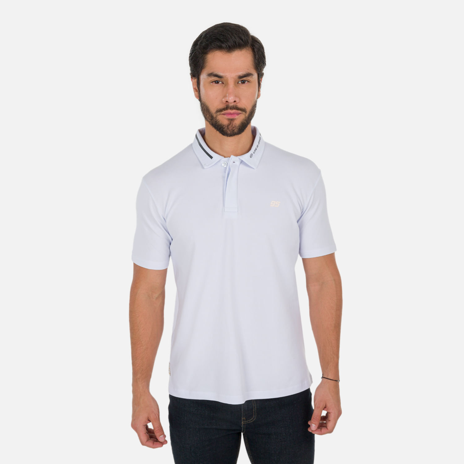 Polo Manga Corta Color Blanco Para Hombre