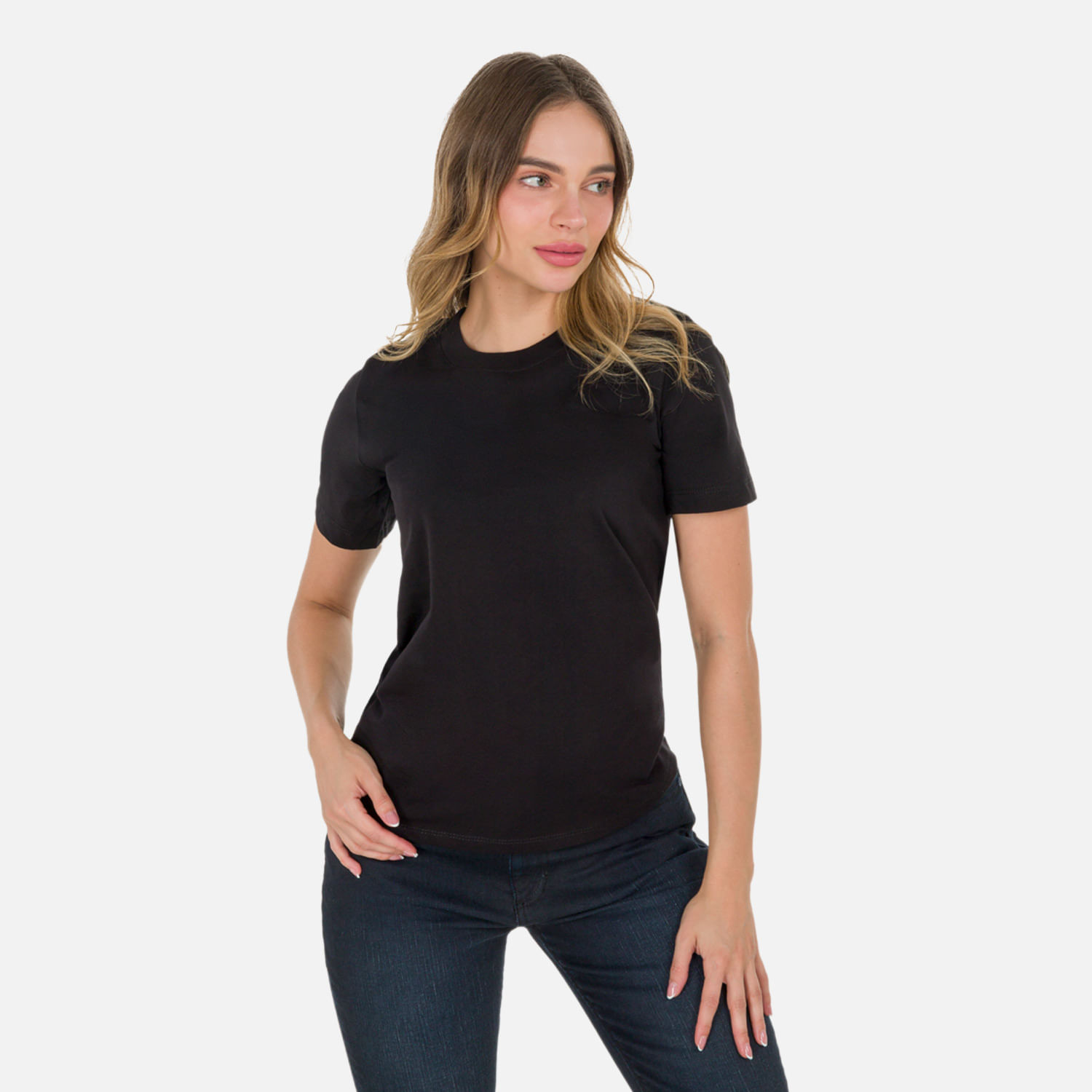 Camiseta Manga Corta Color Negro Para Mujer