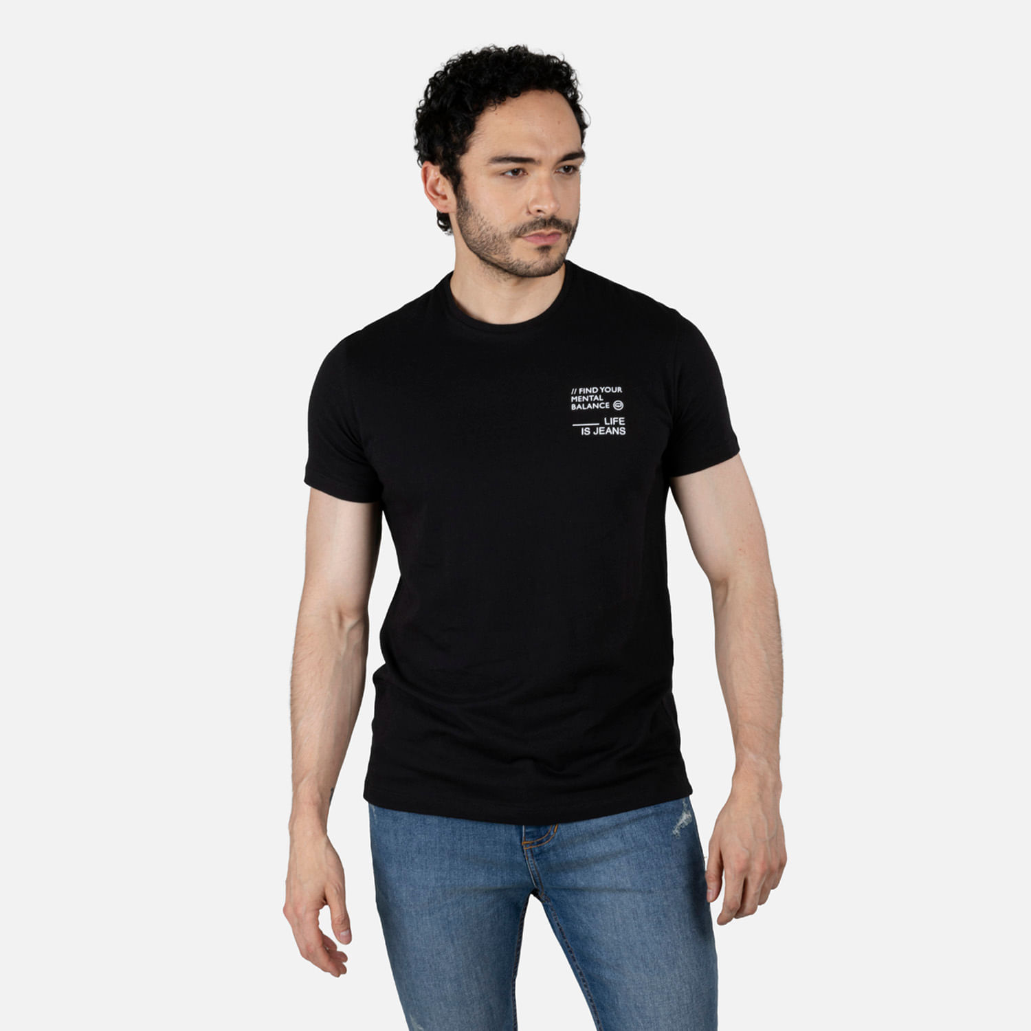 Camiseta Estampado Localizado Color Negro Para Hombre