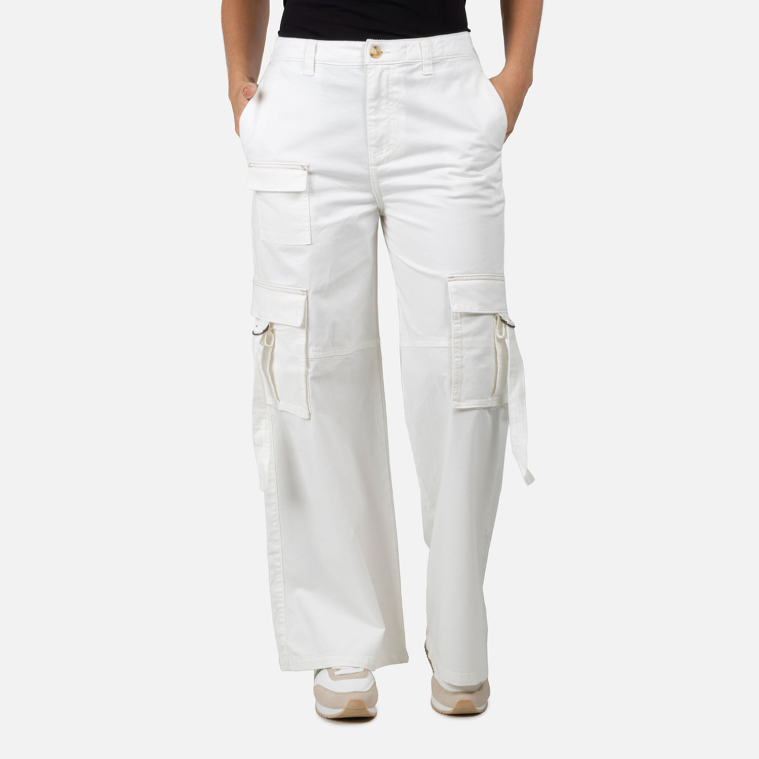 Pantalon Cargo Color Ivory Para Mujer
