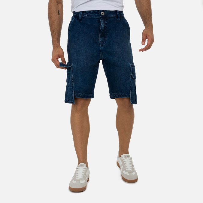 Bermuda Cargo Color Azul Oscuro Para Hombre
